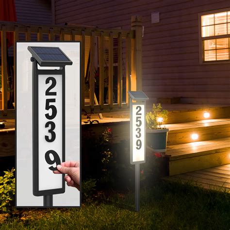 yard address signs with solar light